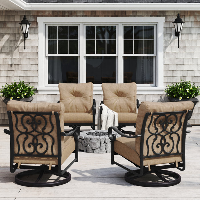 Lark Manor Byram Swivel Recliner Patio Chair with Cushions & Reviews